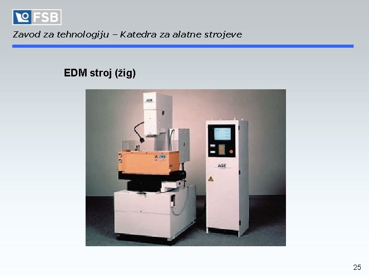 Zavod za tehnologiju – Katedra za alatne strojeve EDM stroj (žig) 25 