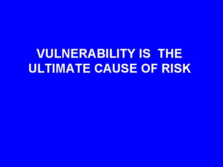 VULNERABILITY IS THE ULTIMATE CAUSE OF RISK 