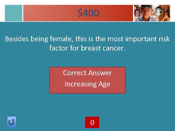 $400 Besides being female, this is the most important risk factor for breast cancer.