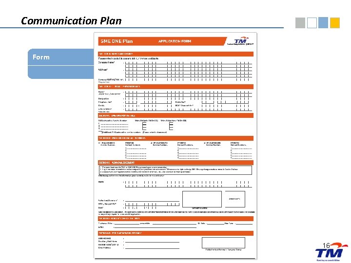 Communication Plan Form 16 