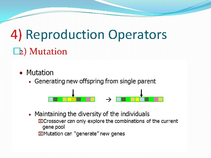 4) Reproduction Operators � 2) Mutation 