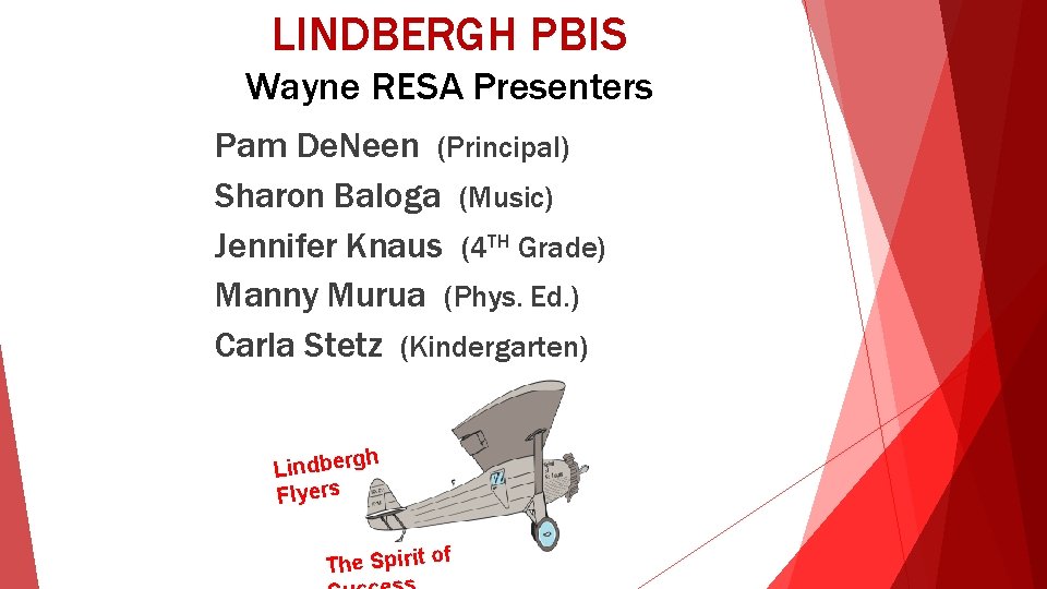 LINDBERGH PBIS Wayne RESA Presenters Pam De. Neen (Principal) Sharon Baloga (Music) Jennifer Knaus