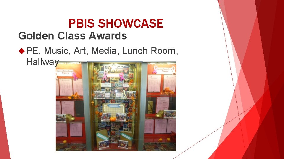 PBIS SHOWCASE Golden Class Awards PE, Music, Art, Media, Lunch Room, Hallway 