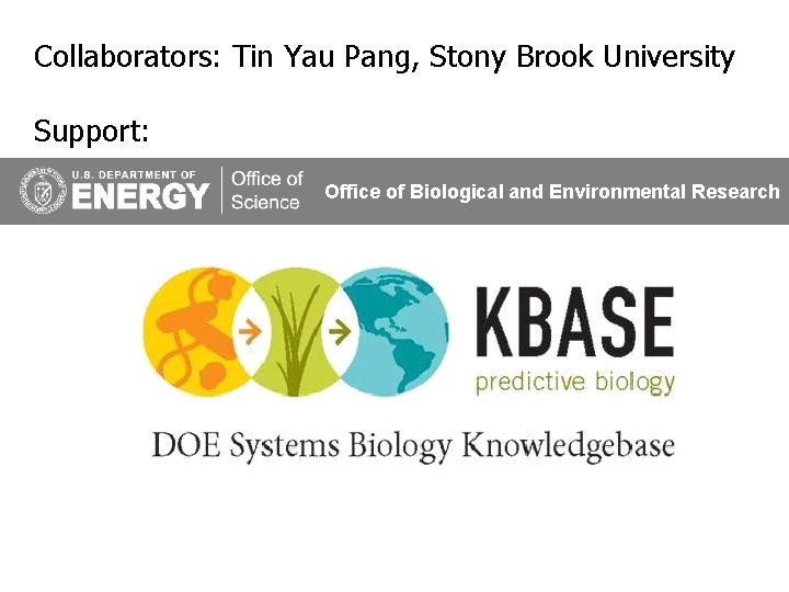 Collaborators: Tin Yau Pang, Stony Brook University Support: 35 Office of Biological and Environmental