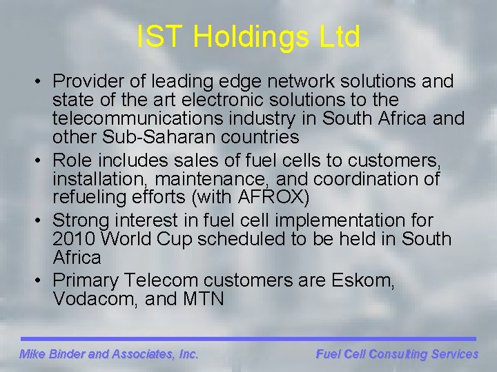 IST Holdings Ltd • Provider of leading edge network solutions and state of the