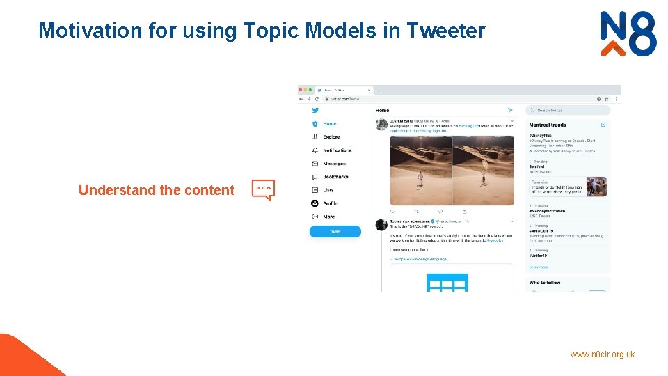 Motivation for using Topic Models in Tweeter Understand the content www. n 8 cir.