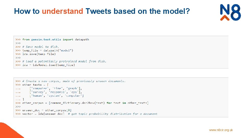 How to understand Tweets based on the model? www. n 8 cir. org. uk