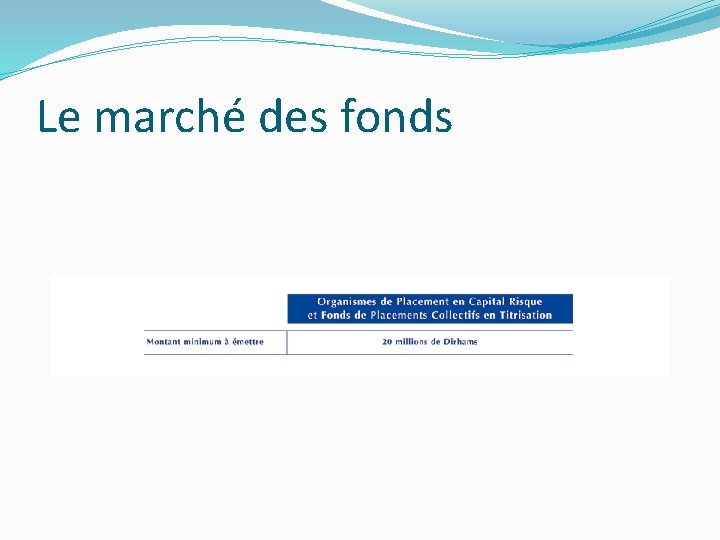 Le marché des fonds 