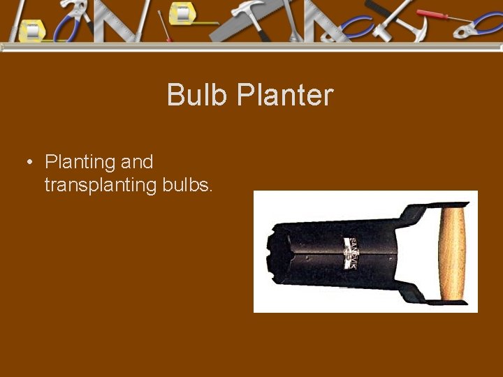 Bulb Planter • Planting and transplanting bulbs. 