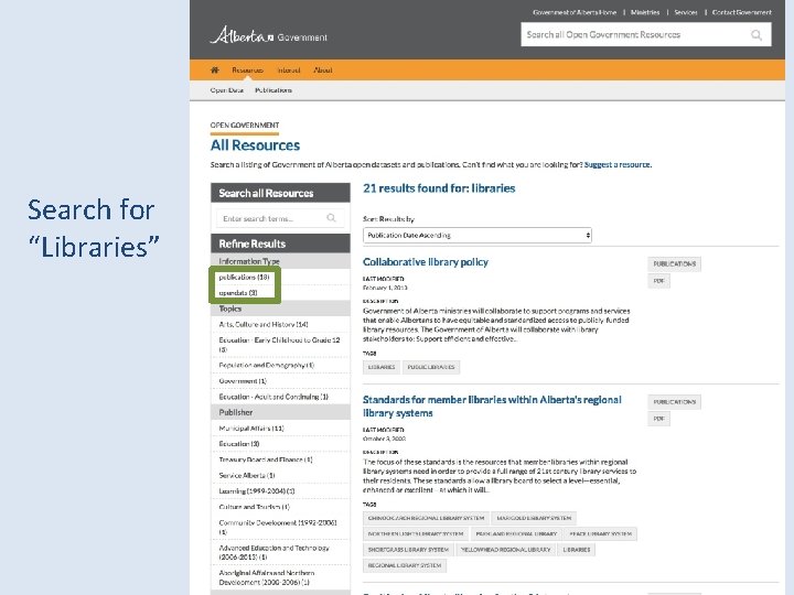 Search for “Libraries” 