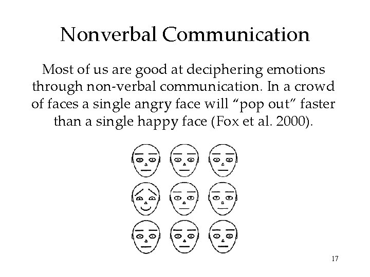 Nonverbal Communication Most of us are good at deciphering emotions through non-verbal communication. In