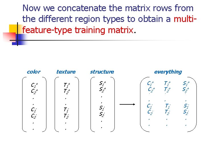 Now we concatenate the matrix rows from the different region types to obtain a