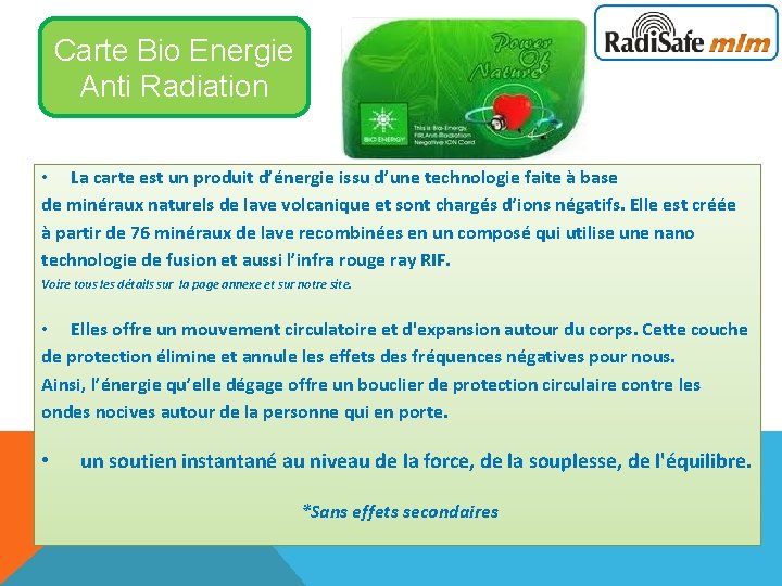Carte Bio Energie Anti Radiation • La carte est un produit d’énergie issu d’une