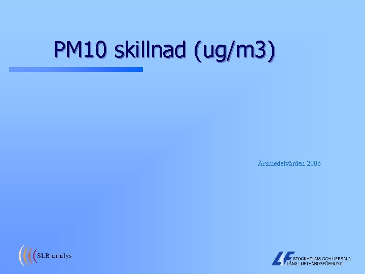 PM 10 skillnad (ug/m 3) Årsmedelvärden 2006 