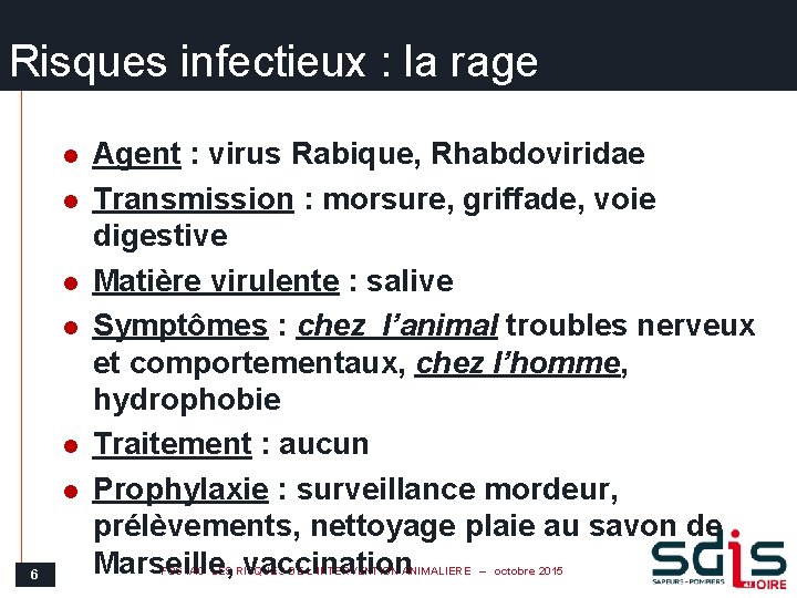 Risques infectieux : la rage l l l 6 Agent : virus Rabique, Rhabdoviridae