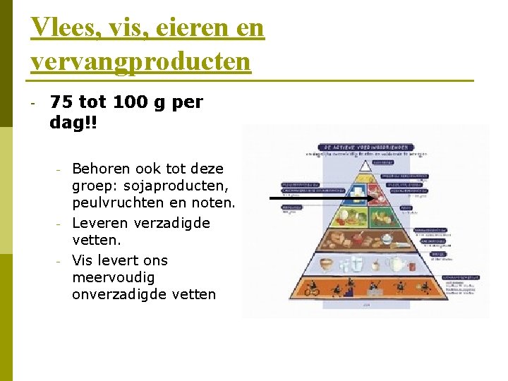 Vlees, vis, eieren en vervangproducten - 75 tot 100 g per dag!! - -