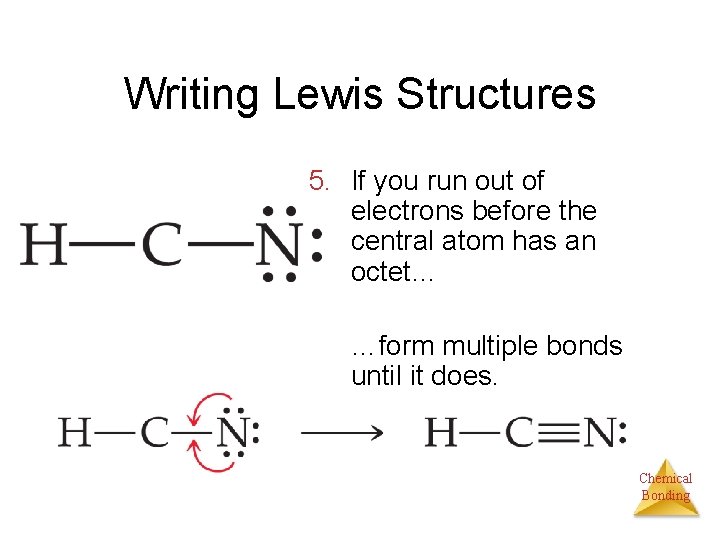 Writing Lewis Structures 5. If you run out of electrons before the central atom