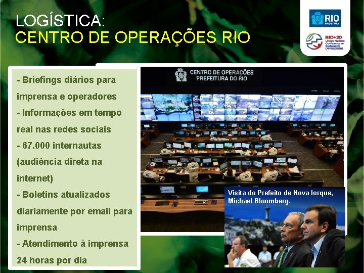 LOGÍSTICA: CENTRO DE OPERAÇÕES RIO - Briefings diários para imprensa e operadores - Informações