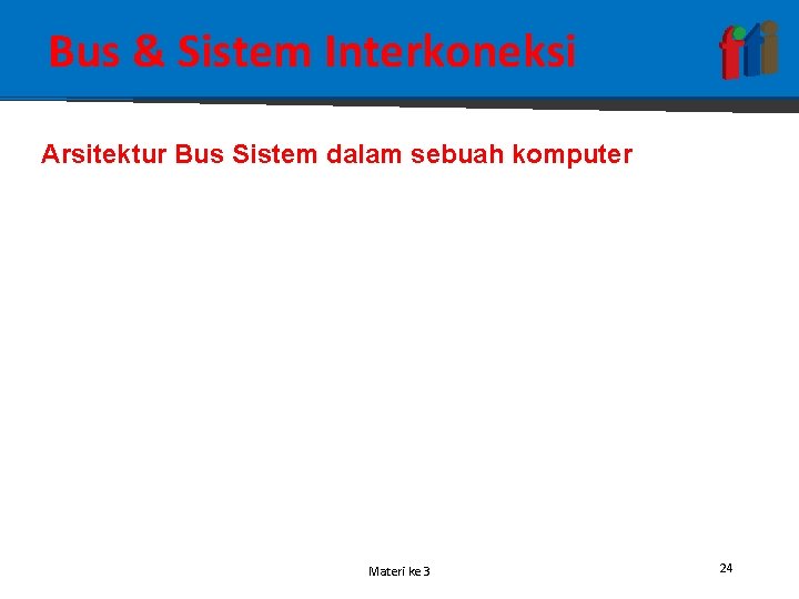 Bus & Sistem Interkoneksi Arsitektur Bus Sistem dalam sebuah komputer Materi ke 3 24