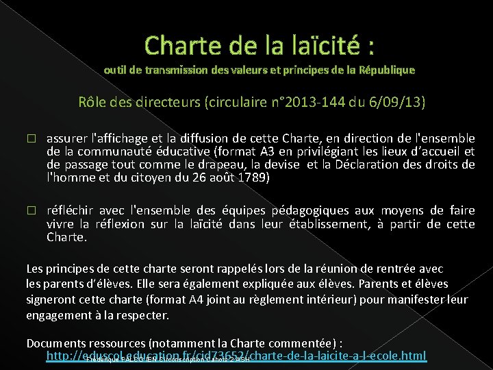 Charte de la laïcité : outil de transmission des valeurs et principes de la