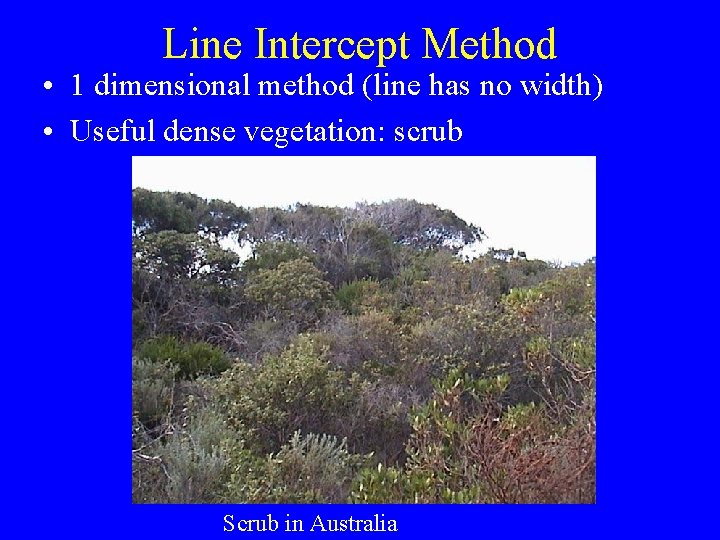 Line Intercept Method • 1 dimensional method (line has no width) • Useful dense