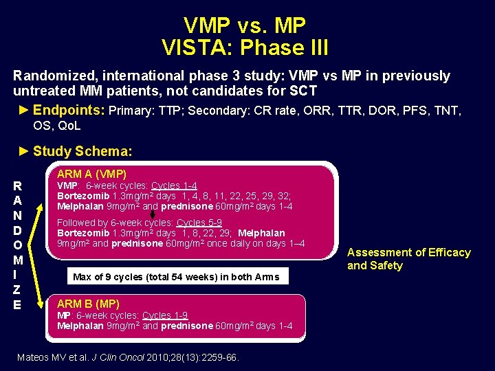 VMP vs. MP VISTA: Phase III Randomized, international phase 3 study: VMP vs MP