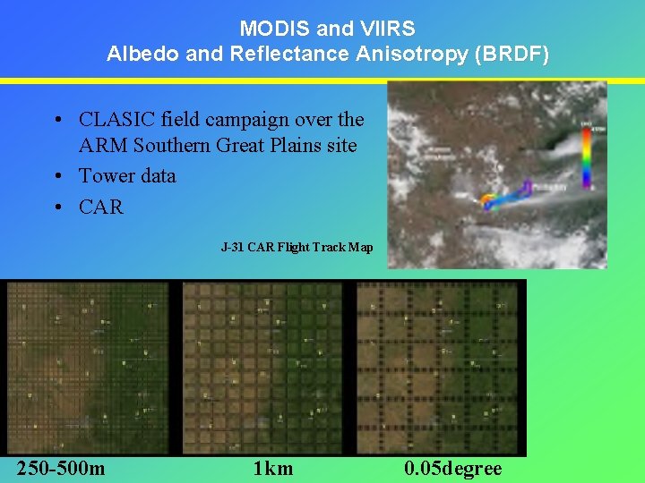 MODIS and VIIRS Albedo and Reflectance Anisotropy (BRDF) • CLASIC field campaign over the