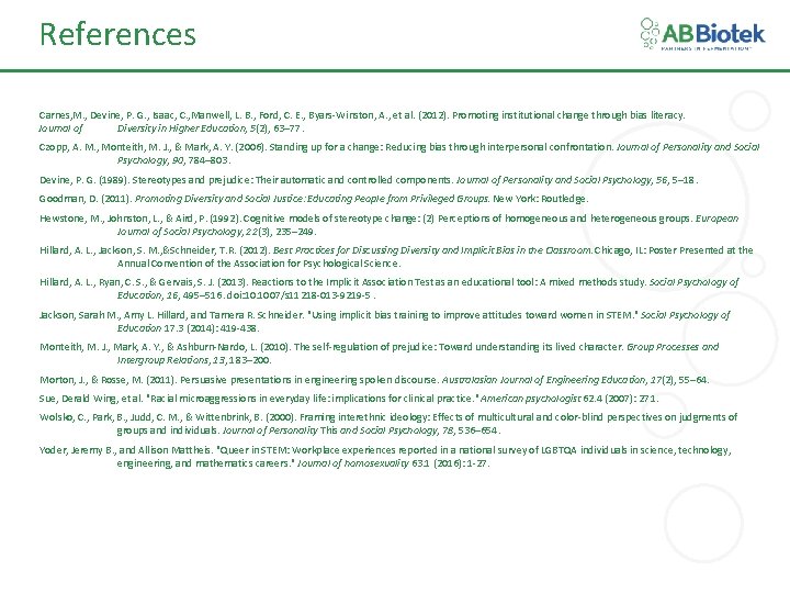 References Carnes, M. , Devine, P. G. , Isaac, C. , Manwell, L. B.
