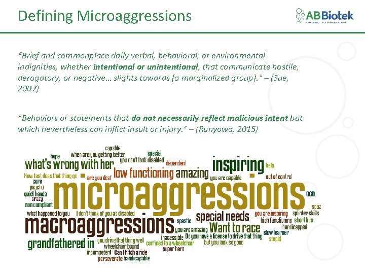 Defining Microaggressions “Brief and commonplace daily verbal, behavioral, or environmental indignities, whether intentional or