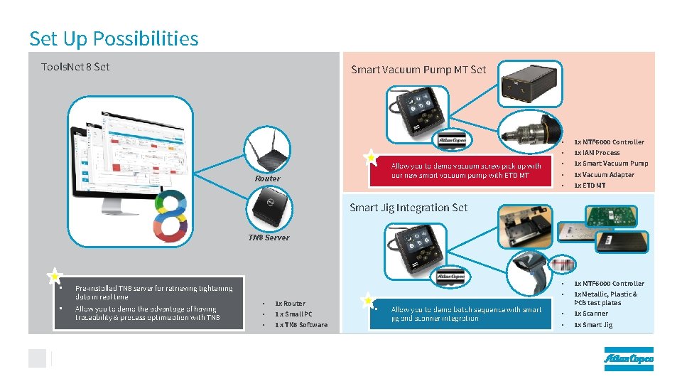 Set Up Possibilities Tools. Net 8 Set Smart Vacuum Pump MT Set • Router