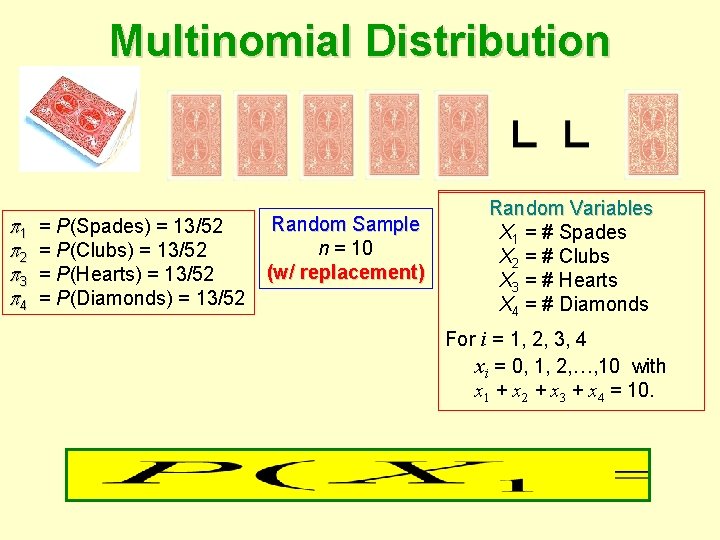 Multinomial Distribution Geometric Distribution 1 2 3 4 P(Spades) == 13/52 == P(Spades) =