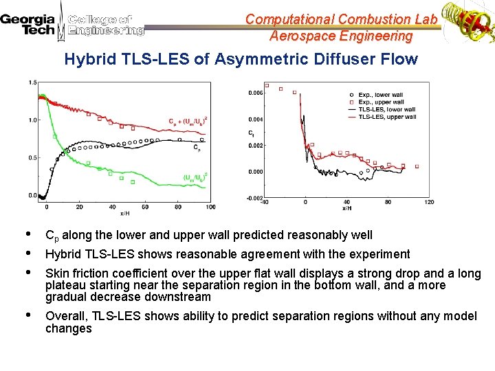 Computational Combustion Lab Aerospace Engineering Hybrid TLS-LES of Asymmetric Diffuser Flow • • •