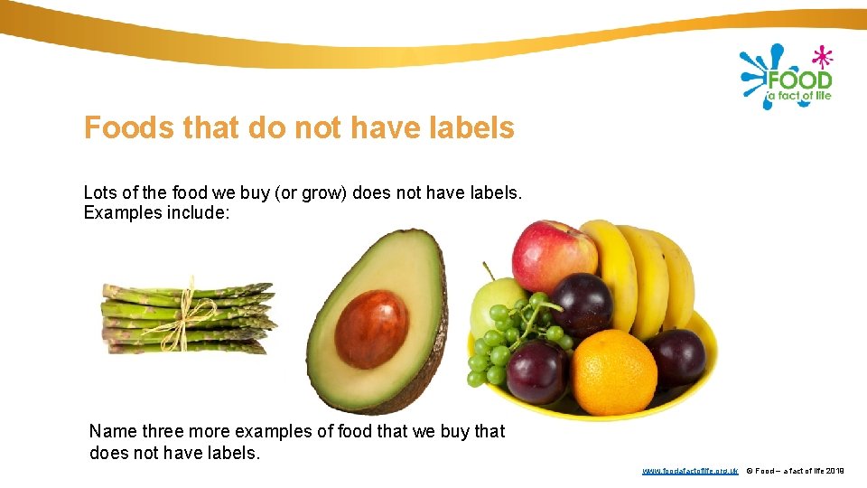 Foods that do not have labels Lots of the food we buy (or grow)