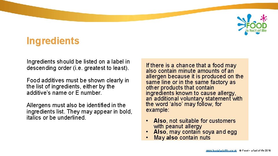 Ingredients should be listed on a label in descending order (i. e. greatest to