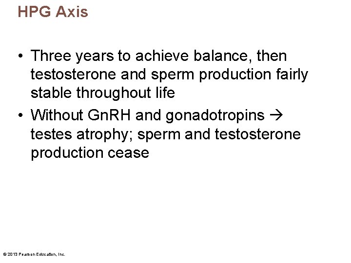 HPG Axis • Three years to achieve balance, then testosterone and sperm production fairly