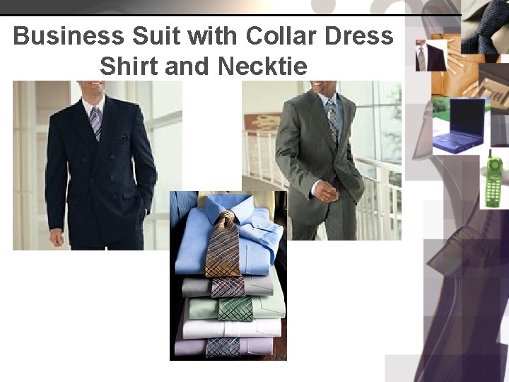 Business Suit with Collar Dress Shirt and Necktie 