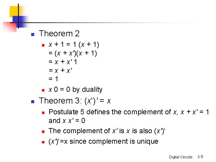 n Theorem 2 n n n x + 1 = 1 (x + 1)