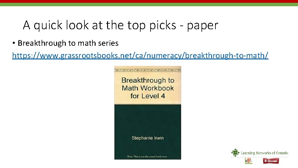 A quick look at the top picks - paper • Breakthrough to math series