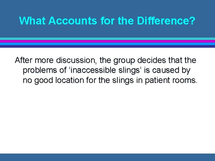What Accounts for the Difference? After more discussion, the group decides that the problems
