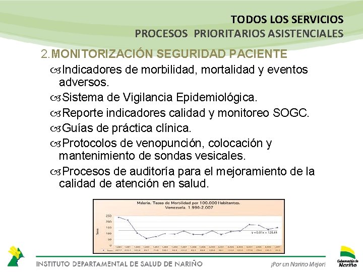 TODOS LOS SERVICIOS PROCESOS PRIORITARIOS ASISTENCIALES 2. MONITORIZACIÓN SEGURIDAD PACIENTE Indicadores de morbilidad, mortalidad