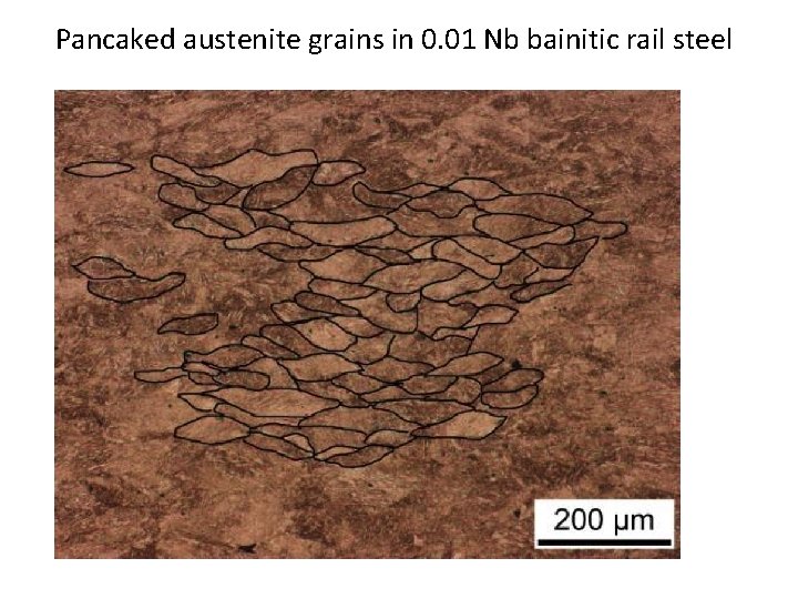 Pancaked austenite grains in 0. 01 Nb bainitic rail steel 