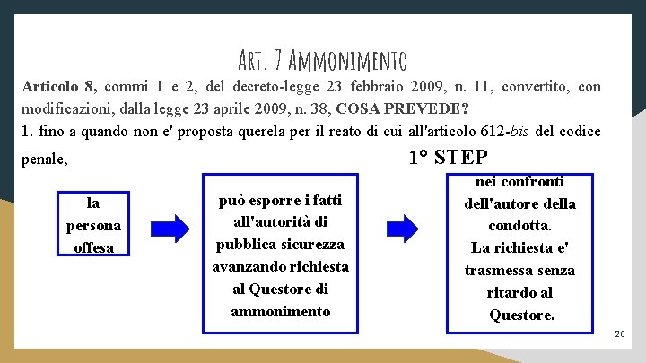 Art. 7 Ammonimento Articolo 8, commi 1 e 2, del decreto-legge 23 febbraio 2009,