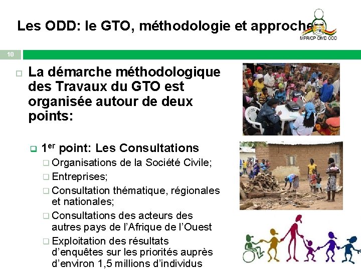 Les ODD: le GTO, méthodologie et approche 10 La démarche méthodologique des Travaux du