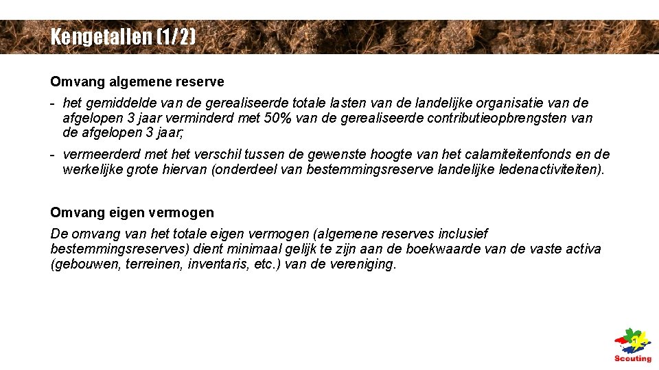 Kengetallen (1/2) Omvang algemene reserve - het gemiddelde van de gerealiseerde totale lasten van Kengetallen (1/2) Omvang algemene reserve - het gemiddelde van de gerealiseerde totale lasten van