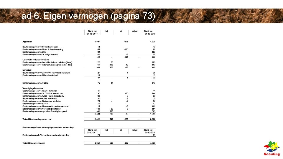 ad 6. Eigen vermogen (pagina 73) ad 6. Eigen vermogen (pagina 73)