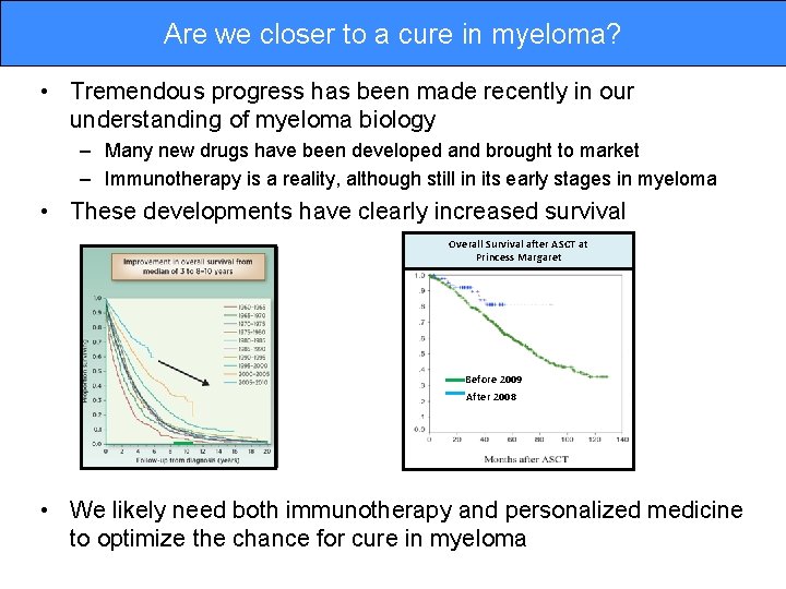 Are we closer to a cure in myeloma? • Tremendous progress has been made