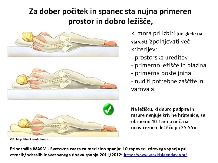 Za dober počitek in spanec sta nujna primeren prostor in dobro ležišče, ki mora