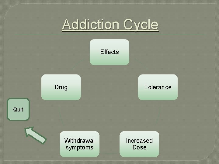 Addiction Cycle Effects Drug Tolerance Quit Withdrawal symptoms Increased Dose 