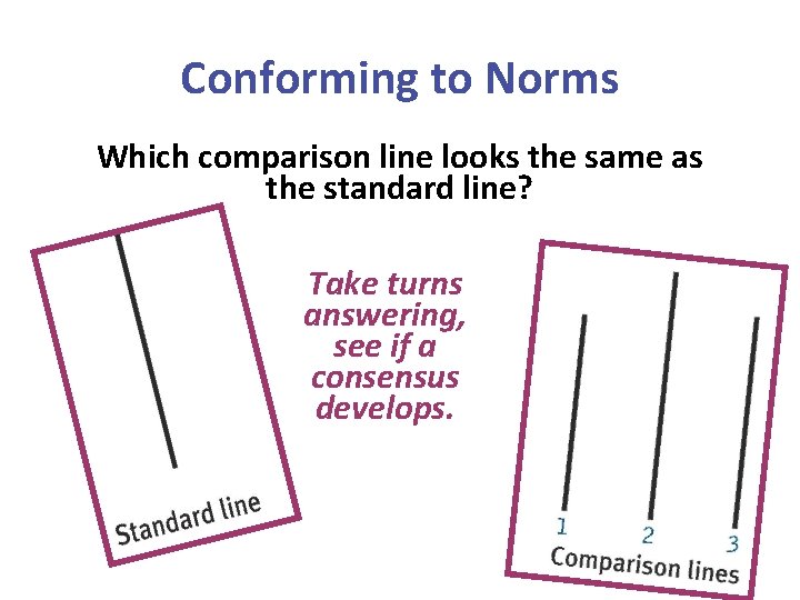 Conforming to Norms Which comparison line looks the same as the standard line? Take
