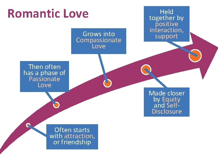Romantic Love Grows into Compassionate Love Then often has a phase of Passionate Love